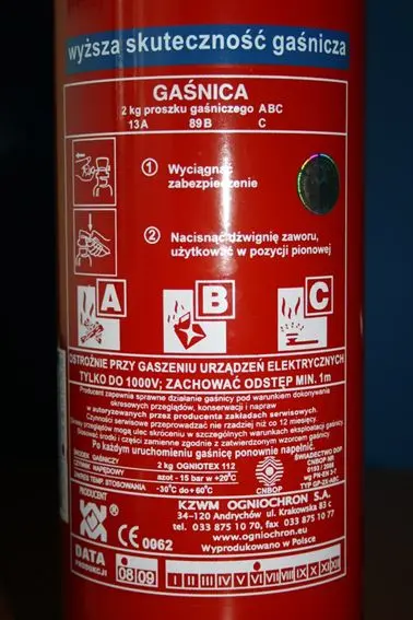 etykieta gaśnicy